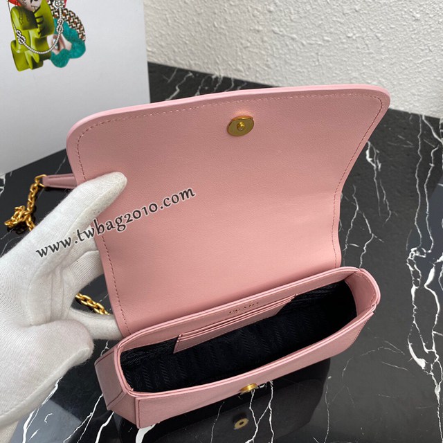 Prada專櫃新款Saffiano皮革女包 1BD275 普拉達全銅古金鏈條斜挎單肩女包 csp1448